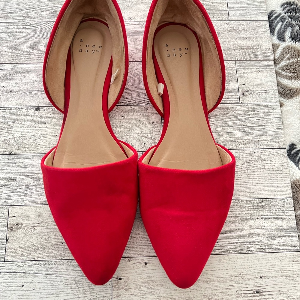 A New Day Rebecca Pointed Toe Ballet Flats Red size 11